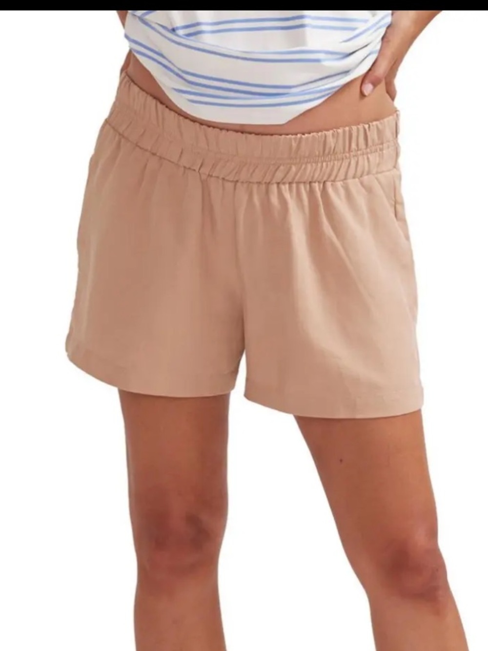 Hatch Elastic-Waist High-Rise Shorts - Tan